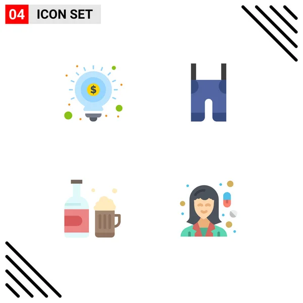 Set Vector Flat Icons Grid Idea Bottle Marketing Clothes Cup — Vector de stock