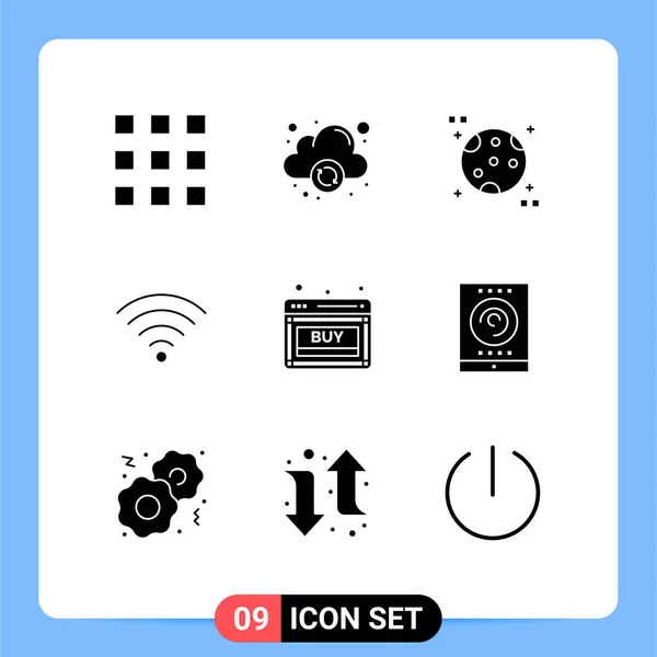 Stock Vector Icon Pack Mit Zeilenzeichen Und Symbolen Für Radio — Stockvektor