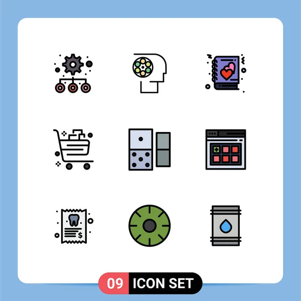 Set Modern Icons Symbols Signs Casino Commerce Book Cart Basket — Stock Vector