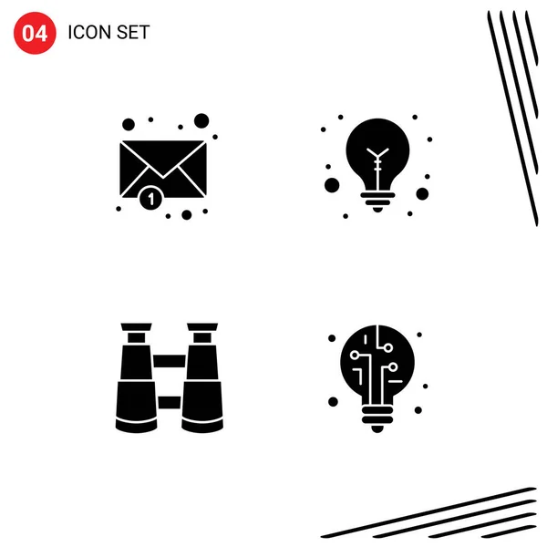 Universal Icon Symbols Grupo Glifos Sólidos Modernos Sobres Digitales Idea — Vector de stock