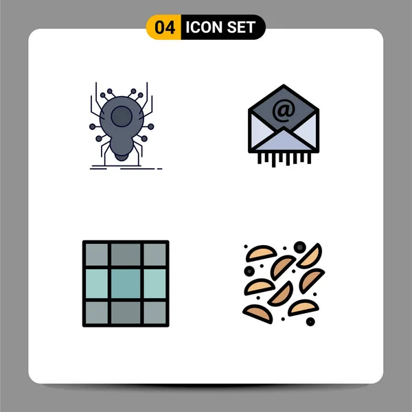 Universal Icon Symbols Group Modern Filledline Flat Colors Bug Grid — 스톡 벡터