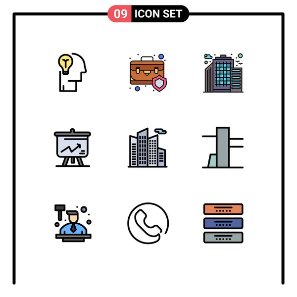 Stock Vector Icon Pack Mit Linienzeichen Und Symbolen Für Gebäude — Stockvektor