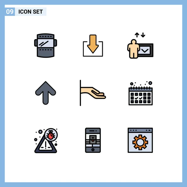 Conjunto Icones Modernos Símbolos Sinais Para Calendário Mão Apresentação Esmolas — Vetor de Stock