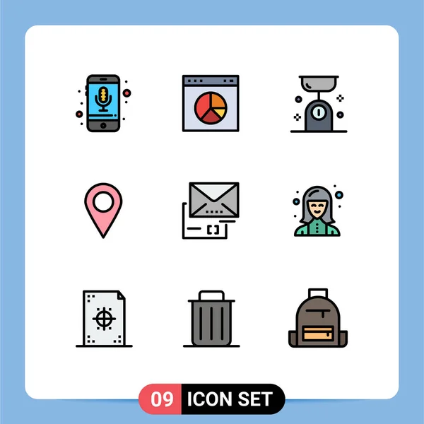 Stock Vector Icon Pack Mit Zeilenzeichen Und Symbolen Für Befestigung — Stockvektor