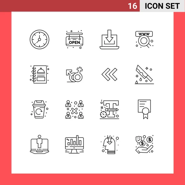 16创意图标菜单 在线可编辑向量设计元素的现代符号和符号 — 图库矢量图片