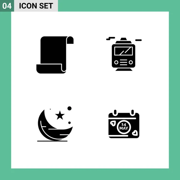 Interface Usuário Solid Glyph Pack Modern Signs Symbols Document Night — Vetor de Stock