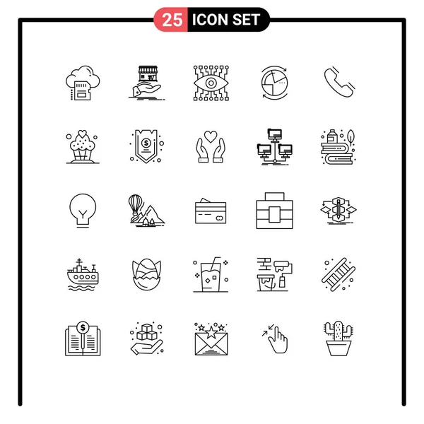 Conjunto Icones Modernos Símbolos Sinais Para Servidor Gráfico Online Banco — Vetor de Stock