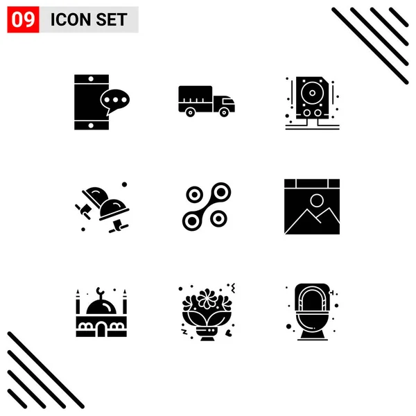 Creative Icons Modern Jelek Szimbólumok Cryptocurrency Rádium Meghajtó Ékszerek Mandzsettagomb — Stock Vector