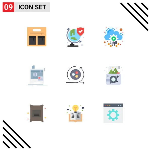 Universal Flat Color Signs Symbols Scince Api Hosting Server Modeling — Stock Vector