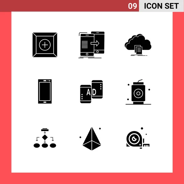 Universal Icon Symbols Group Modern Solid Glyphs Iphone Mobile Cloud — Stock Vector