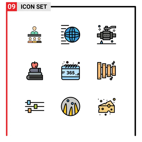 Conjunto Icones Modernos Símbolos Sinais Para Todos Educação Transporte Livros — Vetor de Stock