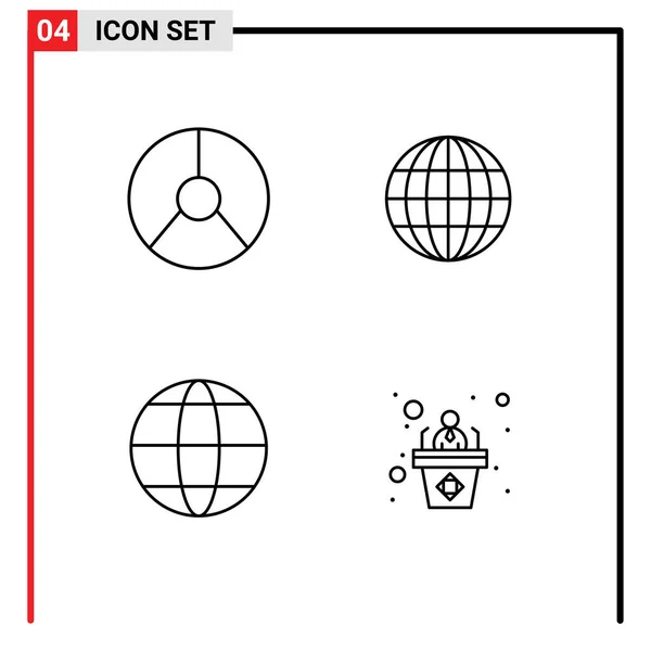 Conjunto Iconos Interfaz Usuario Moderna Símbolos Signos Para Negocios Globo — Vector de stock