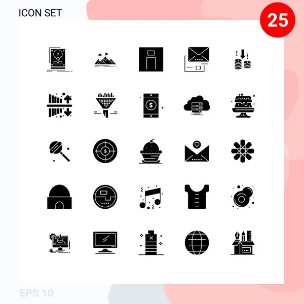 Set Vector Solid Glyphs Grid Attachment Person Goal Men Human — Vector de stock