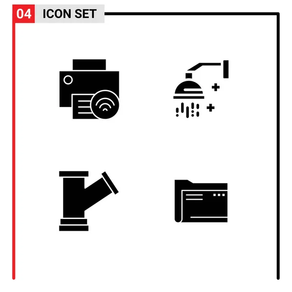 Pakiet Znaków Symboli Dla Komputerów Prysznica Sprzętu Piękna Pulchny Edytowalne — Wektor stockowy