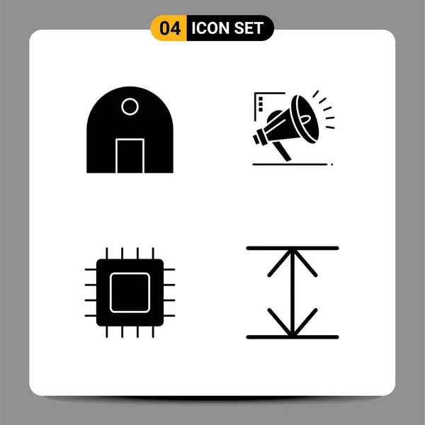 Conjunto Universal Glifos Sólidos Para Construcción Aplicaciones Web Móviles Chip — Vector de stock