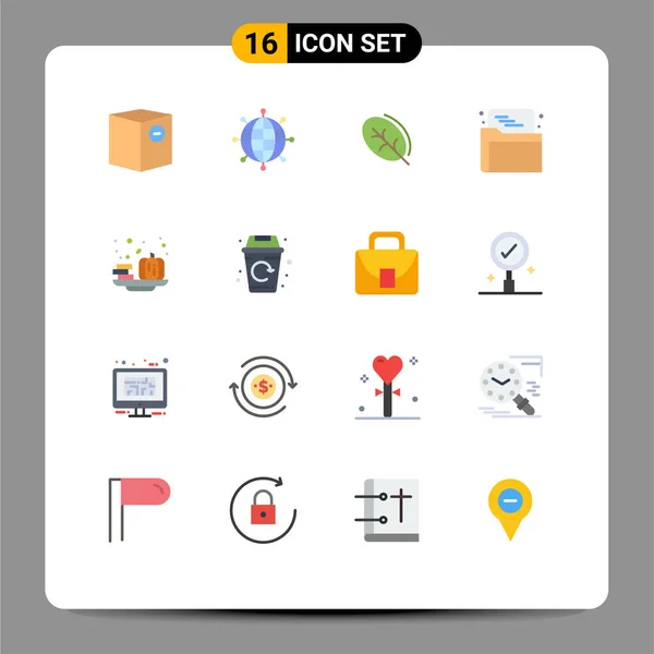 Conjunto Cores Planas Interface Móvel Pictogramas Outono Pasta Moderno Web — Vetor de Stock