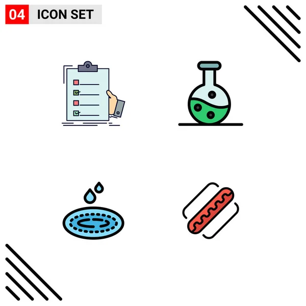 Set Modern Icons Sysymbols Signs Checklist Water List Experiment Spa — Vector de stock