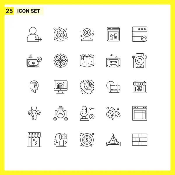 Mobile Interface Line Set Pictograms Database Discussion Options Online Video — Stock Vector
