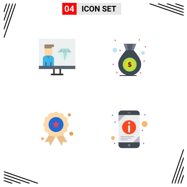 Group Flat Icons Signs Symbols Coding Independece Programmer Finance Medal — Stock Vector