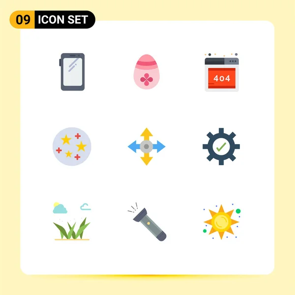 Creative Icons Modern Jelek Szimbólumok Helyét Nyíl Tojás Csillagok Tudomány — Stock Vector