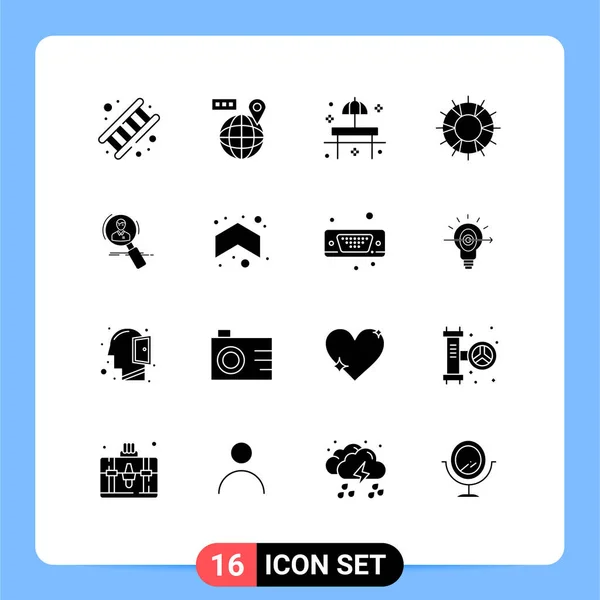 Set Vector Solid Glyphs Grid Lifebuoy Location Help Sunshade Editable — Vector de stock