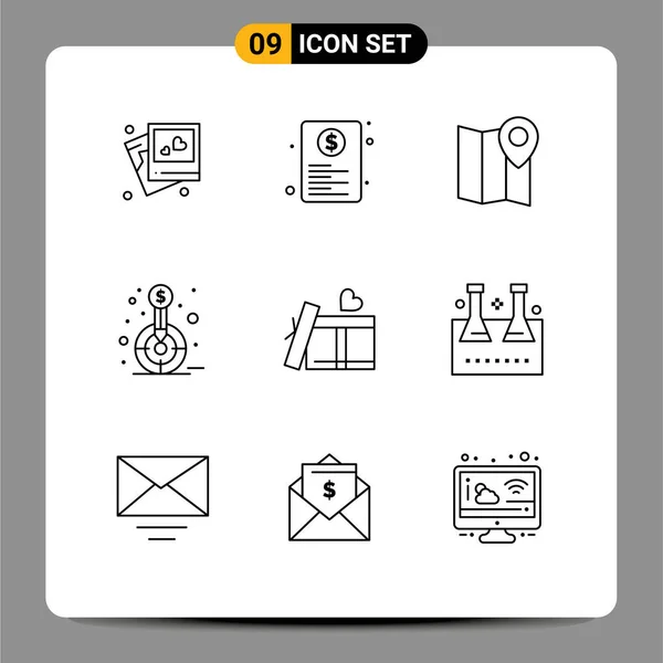 Stock Vector Icon Pack Líneas Signos Símbolos Para Objetivo Fondo — Archivo Imágenes Vectoriales