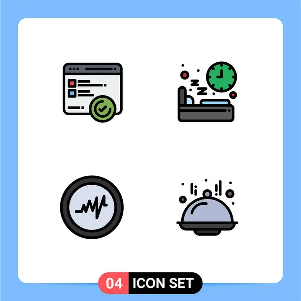 Pictogram Set Simple Filledline Lapos Színek Fejlesztés Szív Web Táplálkozás — Stock Vector