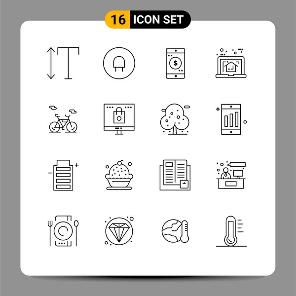 Creative Icons Modern Signs Sysymbols Vehicle Bike Mobile Application Estate — Archivo Imágenes Vectoriales