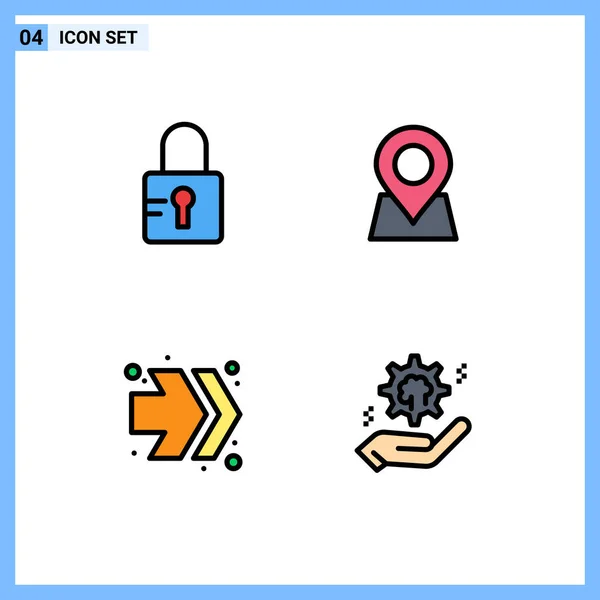 Vector Icon Pack Line Signs Symbols Lock Right Location Pin — 스톡 벡터