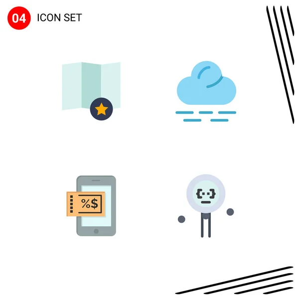 Set Von Vector Flat Icons Grid Für Karte Codierung Cloud — Stockvektor