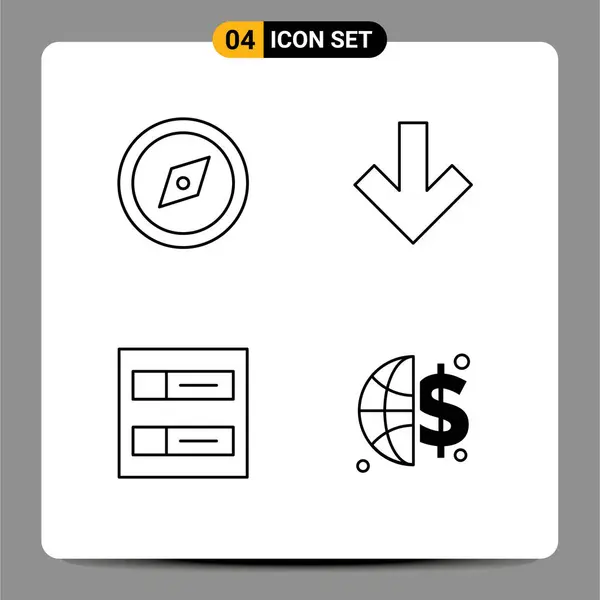 Universal Icon Symbole Grupa Nowoczesne Filledline Płaskie Kolory Kompasu Finansów — Wektor stockowy