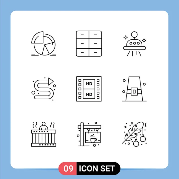 Universal Icon Symbols Group Modern Outlines Media Left Interior Indicator — Stockový vektor