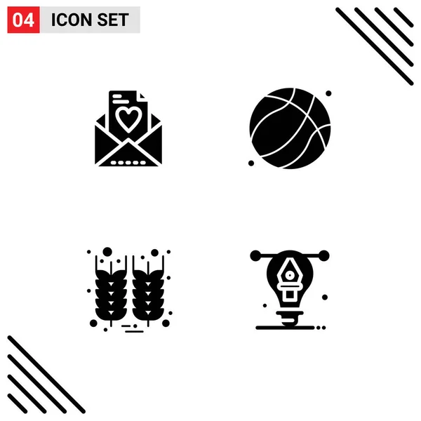 Set Modern Icons Sysymbols Signs Email Thanksgiving Basket Ball Parents — Vector de stock