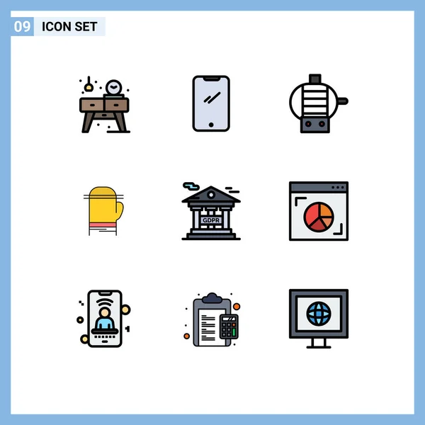 Conjunto Icones Modernos Símbolos Sinais Para Proteção Informações Financeiras Banco — Vetor de Stock