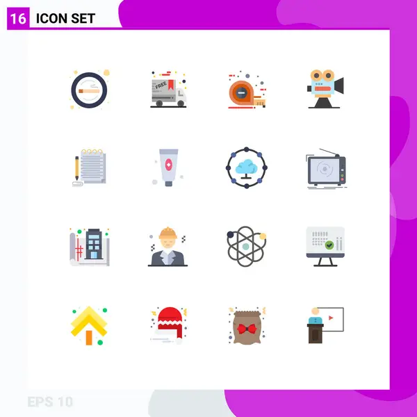 색상의 메모지 카메라 Editable Pack Creative Vector Design Elements — 스톡 벡터