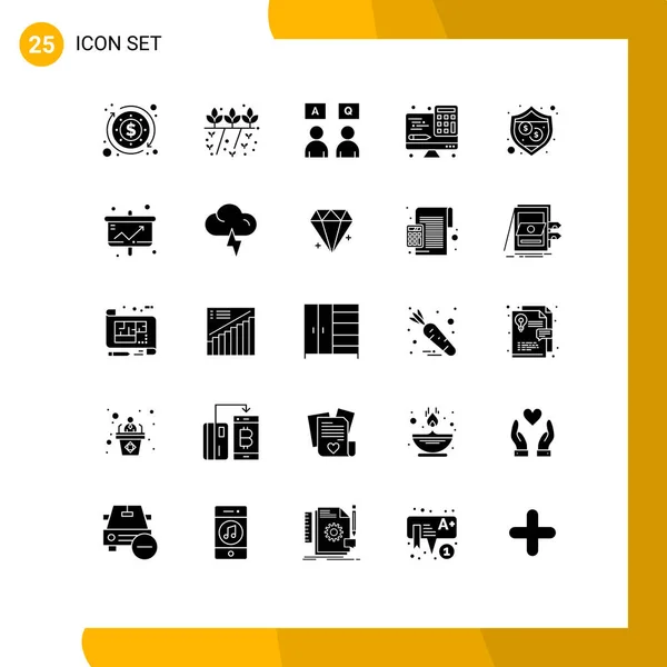 Set Modern Icons Sysymbols Signs Shield Protection Education Technology Computer — Archivo Imágenes Vectoriales