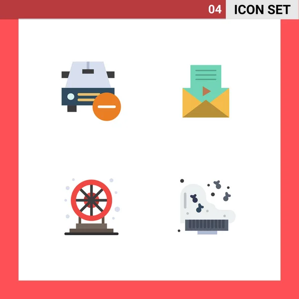 Set Modern Icons Symbols Signs Car Wheel Message Game Editable — Stock Vector