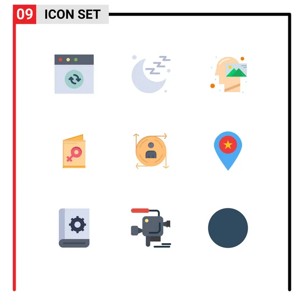 Set Modern Icons Sysymbols Signs Arrow User Mission Invite Female — Vector de stock