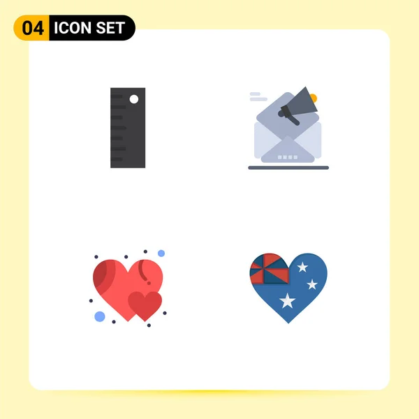 Set Commercial Flat Icons Pack Design Heart Advertising Marketing Australia — Vector de stock
