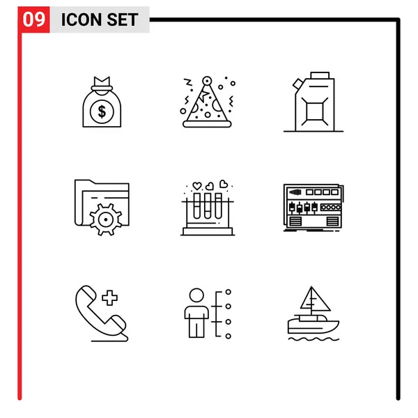 Conjunto Iconos Interfaz Usuario Moderna Símbolos Signos Para Corazón Laboratorio — Vector de stock