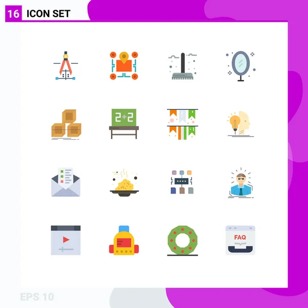 Mobile Interface Flat Color Set Pictograms Office Image Pointer Furniture — Stock Vector
