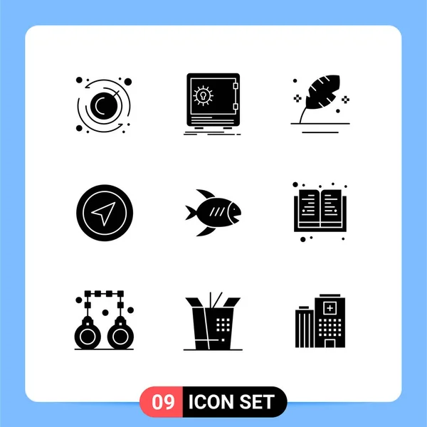 Interface Usuário Solid Glyph Pack Modern Signs Symbols Beach Pointer — Vetor de Stock