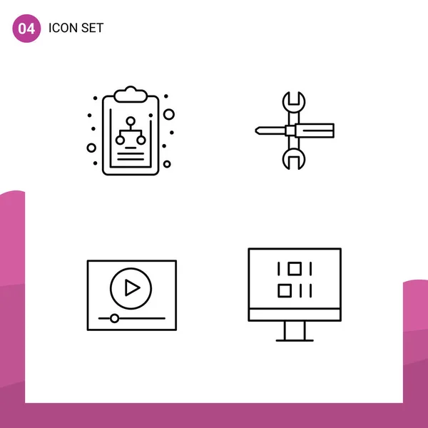 Set Von Modernen Symbolen Symbole Zeichen Für Diagramm Video Einstellungen — Stockvektor