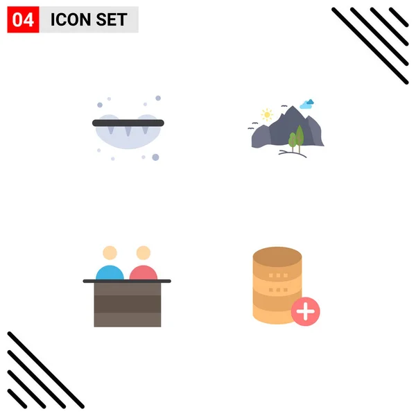 Mobile Interface Flat Icon Set Pictograms Sushi Human Hill Mountain — 스톡 벡터