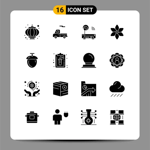 User Interface Solid Glyph Pack Modern Signs Symbols Clipboard Καρύδια — Διανυσματικό Αρχείο