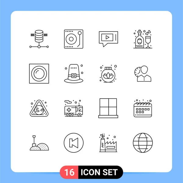 Stock Vector Icon Pack Líneas Símbolos Para Lámparas Vinos Chat — Archivo Imágenes Vectoriales