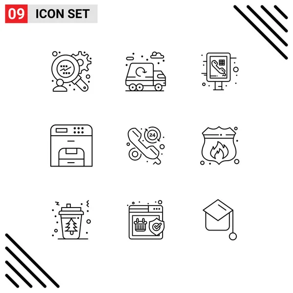 Stock Vector Icon Pack Líneas Signos Símbolos Durante Horas Fax — Vector de stock