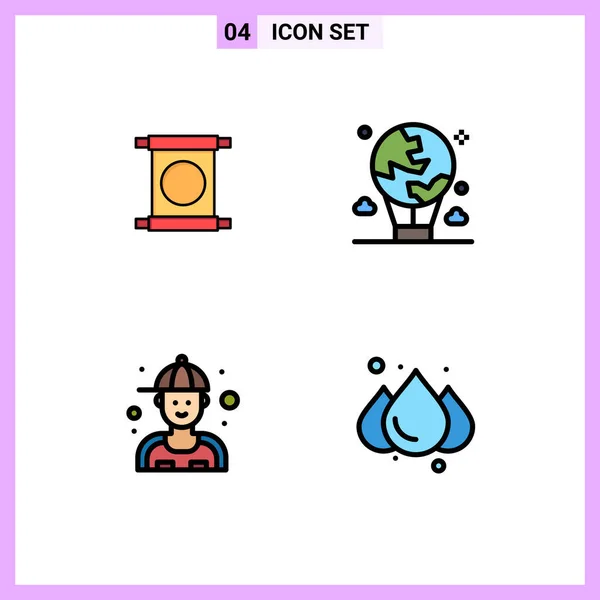 Universal Icon Symbols Group Modern Filledline Flat Colors Scroll Man — 스톡 벡터