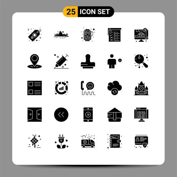 Stock Vector Icon Pack Line Signs Symbols Computer Report Tree — 스톡 벡터