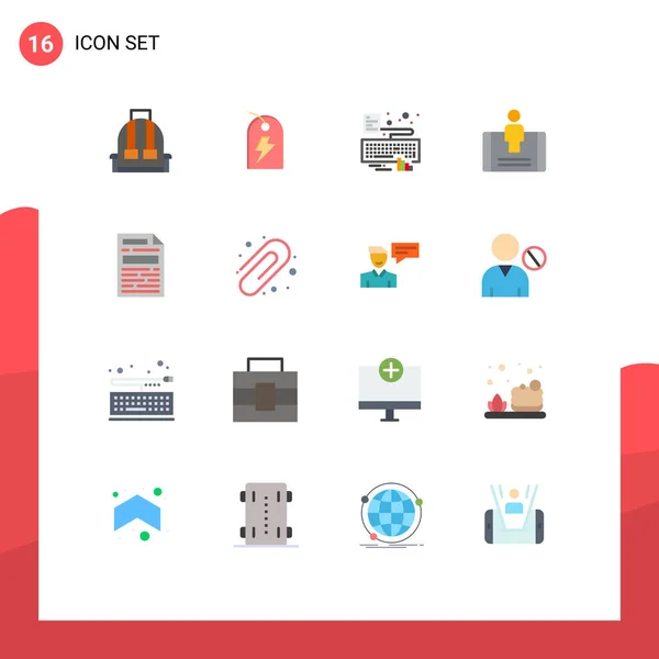 Interface Usuário Flat Color Pack Modern Signs Symbols Document Social — Vetor de Stock